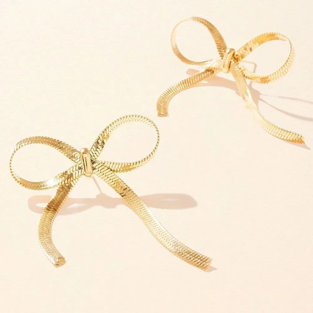 Gold Bow Earrings A1288